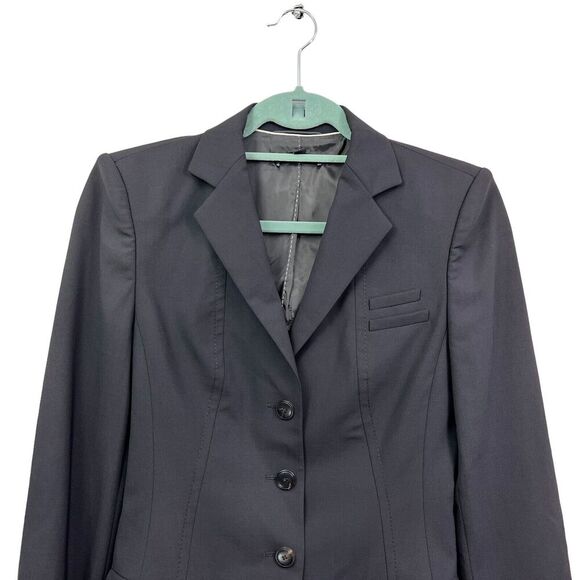 Boss Hugo Boss Womens Wool Blazer 3 Button Lined Vented Flap Pockets Black Sz 6‎ - Picture 2 of 7